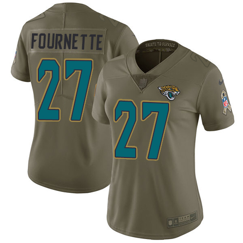 Nike Jacksonville Jaguars #27 Leonard Fournette Olive Women Stitched NFL Limited 2017 Salute to Service Jersey